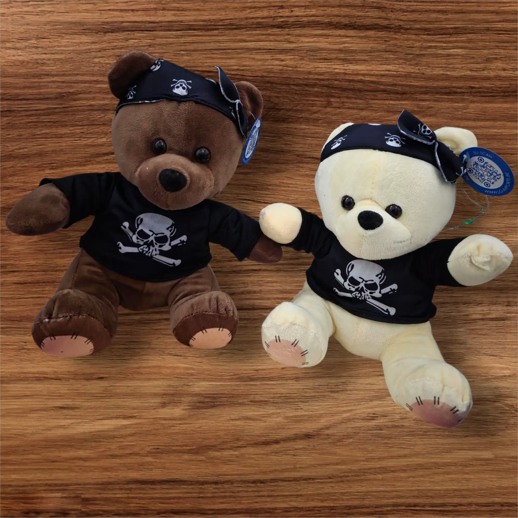 Peluche ours pirate avec t-shirt et bandana 25cm